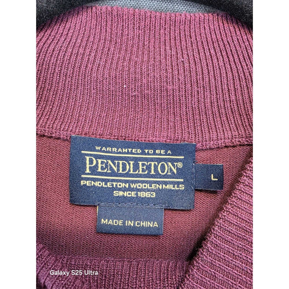 Pendleton Mock Neck Long Sleeve Top Large‎ Burgandy Silk Blend Classic Layering - Picture 2 of 6
